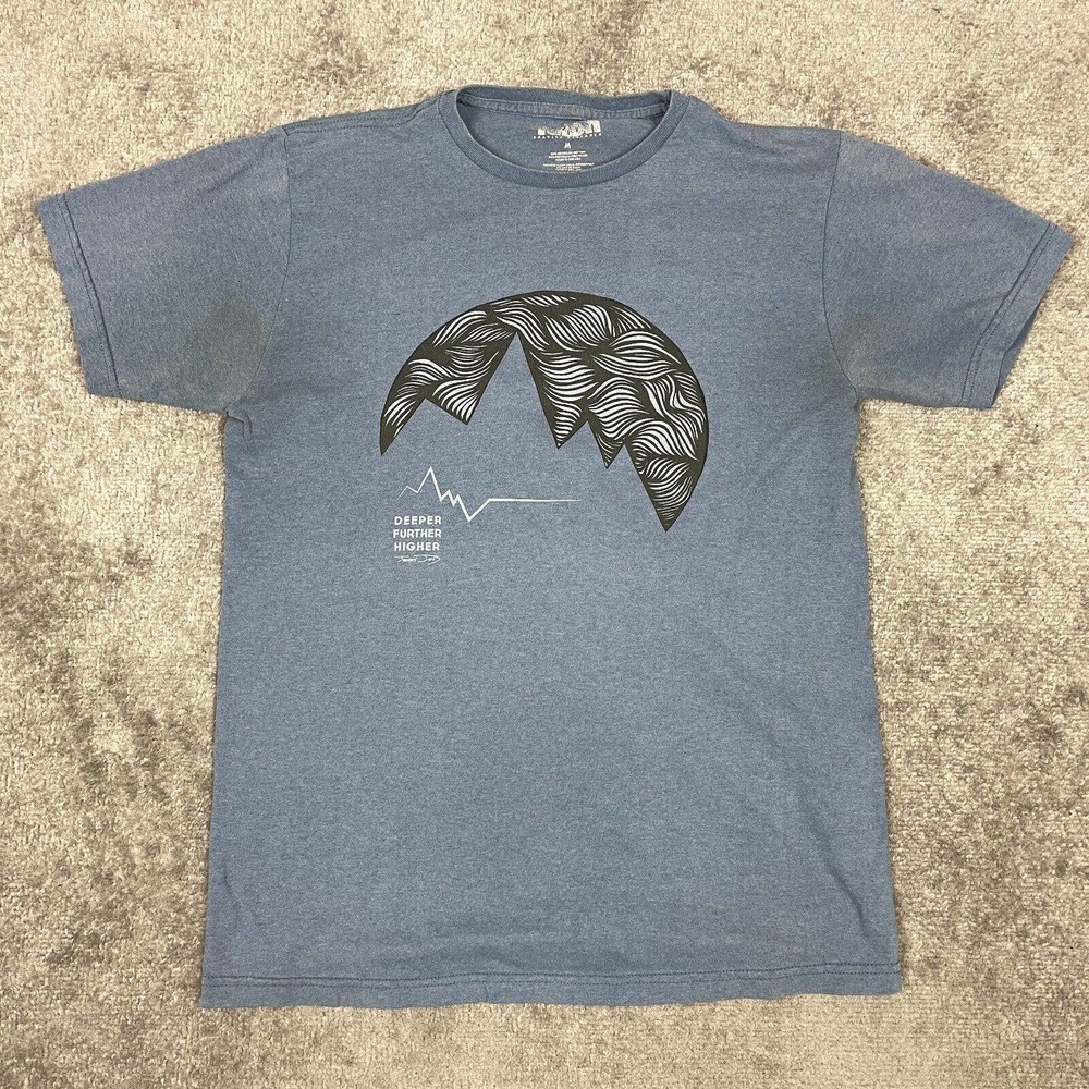 Teton Gravity Research Mens Medium Blue Graphic Tee Short Sleeve *Flaws